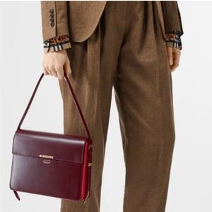 Burgundy & Red Smooth Calfskin Leather Medium Grace Bag